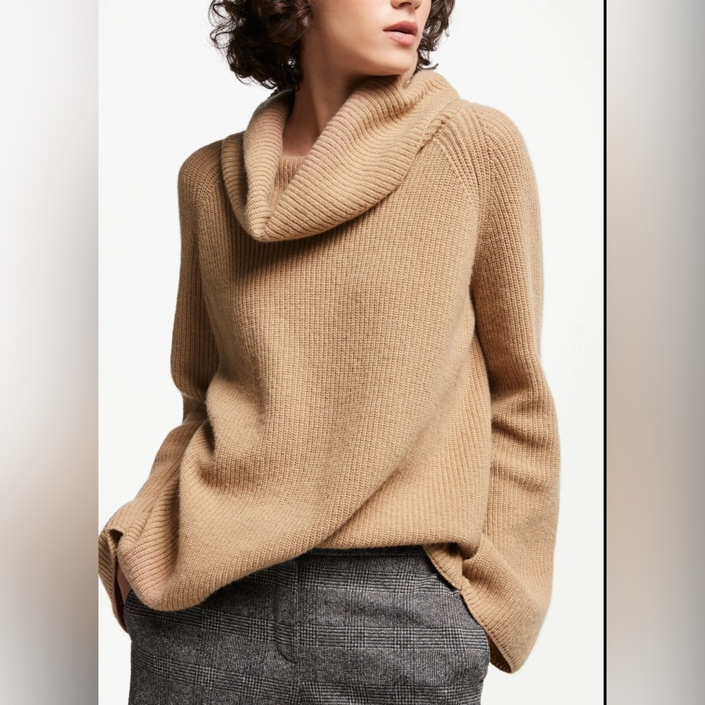 MaxMara Camel Cowl Neck Wool Sweater